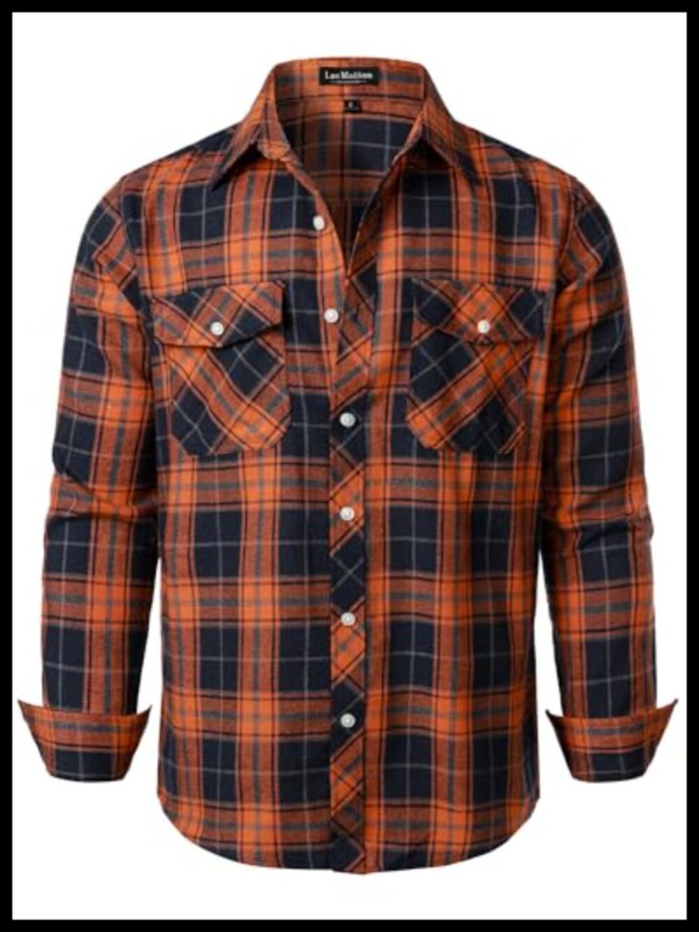 Men's Plaid Flannel Button-Down Shirt Long Sleeve Regular Fit